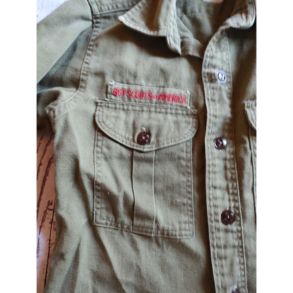 Vintage Boy Scouts of America Official Shirt Sanforized Neck Olive Green READ #2 - Picture 2 of 11